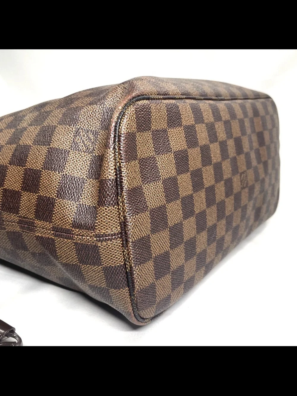 Louis Vuitton Brown Checkered Tote with Red Interior Trim